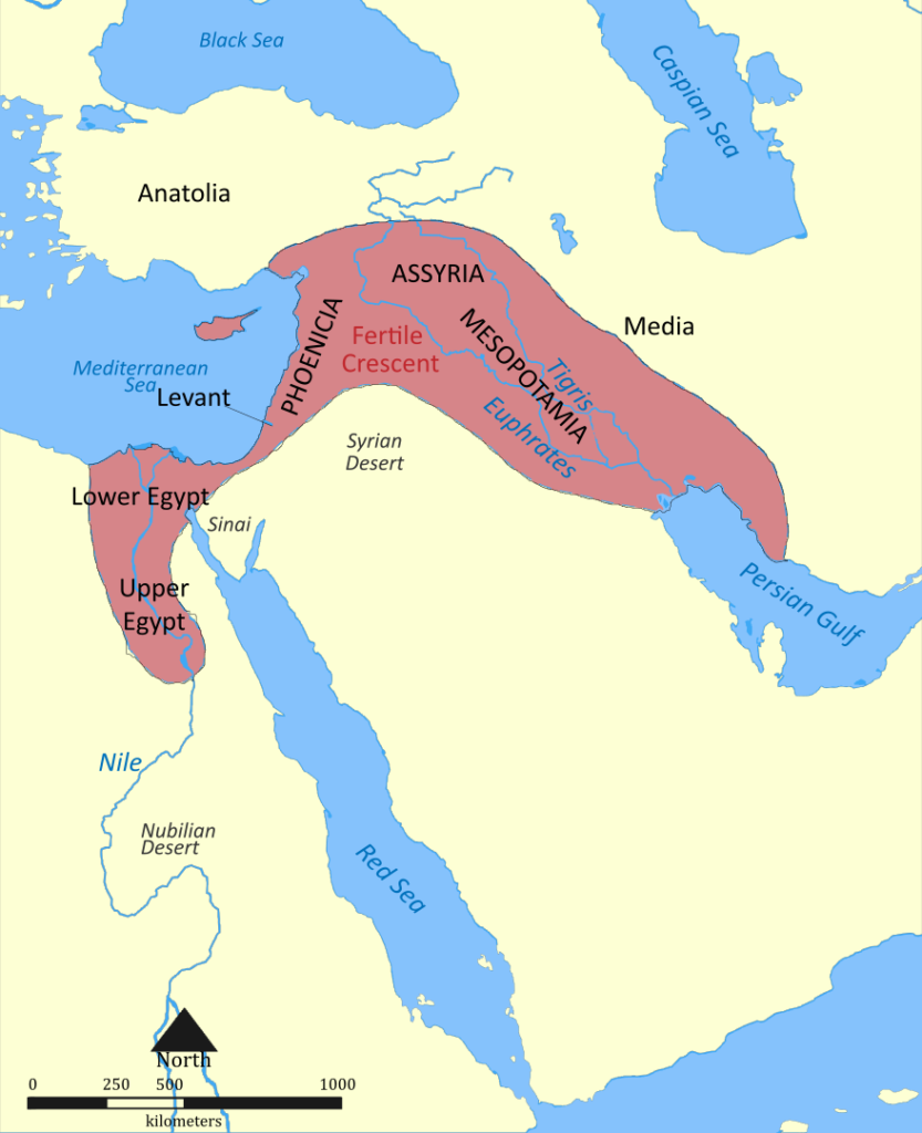fertile crescent displayed on map