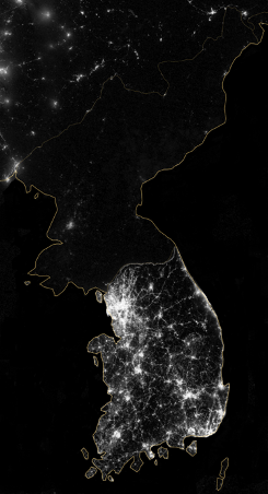 North and South Korea at night